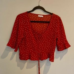 MIND CODE RED & WHITE POLKA DOT TOP